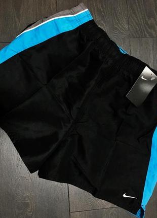 Черные плавки nike с голубой полоской, шорты для купания, пляжные шорты nike оригинал7 фото