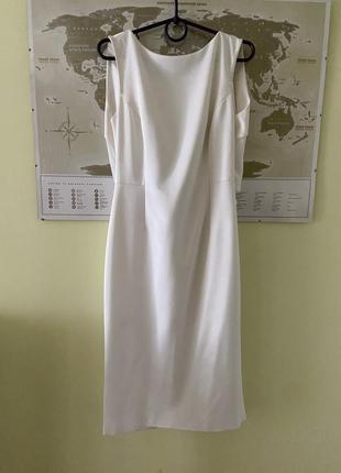 Шикарное платье белое открытая спина вечерняя миди stefano lompas