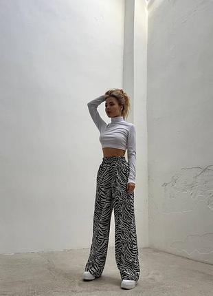 Брюки женские свободные зебра принт