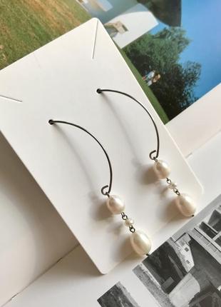 Нежные серьги крючки из речного жемчуга