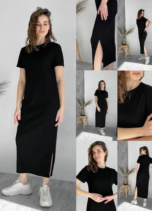 Трендовое платье женское платье  свободное платье с разрезом платье в рубчик платье футболка длинное платье бренд merlini модное платье2 фото