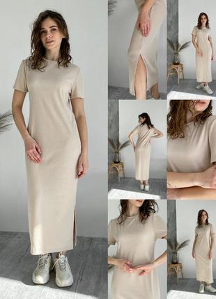 Трендовое платье женское платье  свободное платье с разрезом платье в рубчик платье футболка длинное платье бренд merlini модное платье6 фото