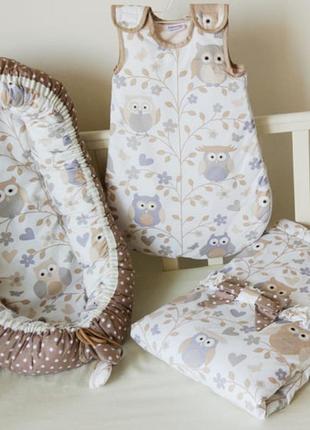 Дитяча ковдра-конверт, гніздечко, спальний мішечок owls