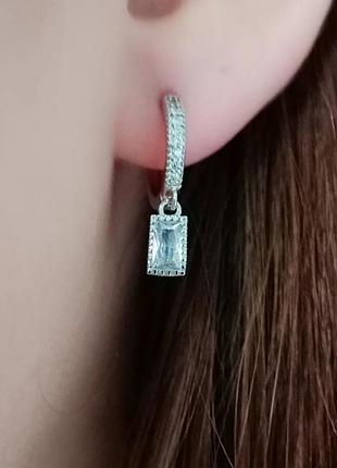 Сережки конго зі вставкою фіаніт срібло 925