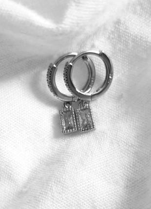 Сережки конго зі вставкою фіаніт срібло 9252 фото