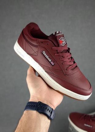 Чоловічі літні кросівки reebok club бордові модні кеди рібок клуб для хлопця