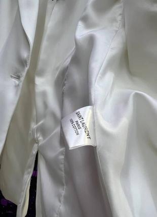 Костюм в стилі ysl з пірьям піджак жакет брюки клеш прямі молочний брючний класика3 фото