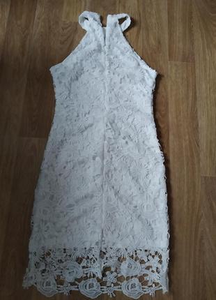 Платье белое с кружевом, выпускное платье4 фото