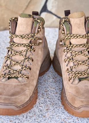 Черевики кросівки тактичні жіночі військові весна літо світлі сітка шкіра нубук