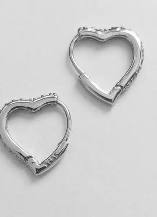 Сережки в виде сердечка серебро 9253 фото