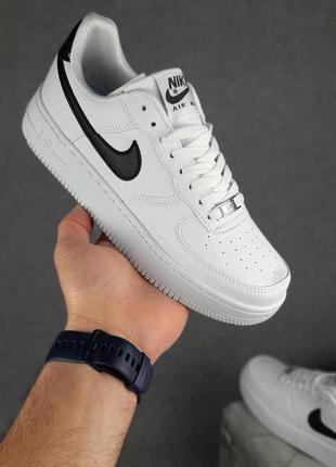 Чоловічі літні кросівки nike air force af 1 низькі білі з чорним кросівки найк аір форс чудової якості