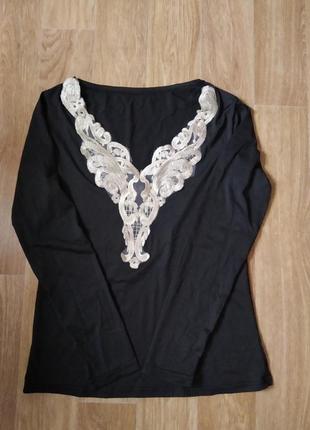Кофта черная с кружевом, водолазка офисная, блузка черная3 фото