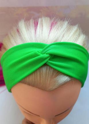 Повязка на голову, чалма салатовая неоновый цвет