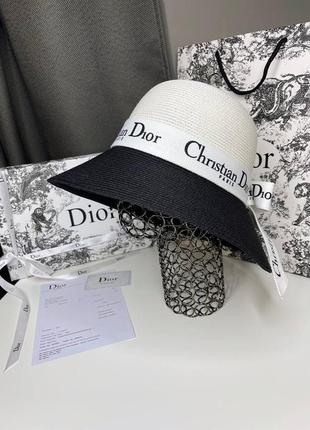 Шляпа в стилі christian dior чорна біла з бантом