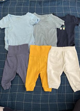 Набор для новорожденного боди на защелки штаны 56 62