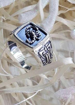 Кольцо, перстень, печатка, скорпион, серебро, 925, на подарок, серебряная мужская печатка2 фото