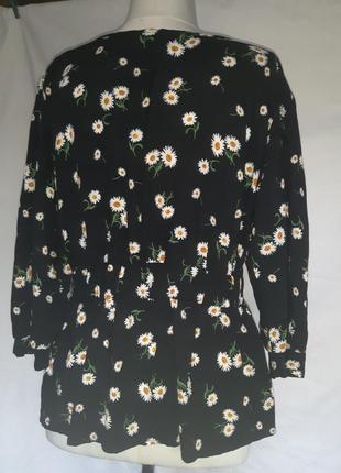 100% вискоза женская вискозная блуза блузка, мелкий цветок ромашка, рубашка, объемный рукав штапель.2 фото