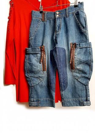 Бриджи джинсовые широкие р 38-401 фото