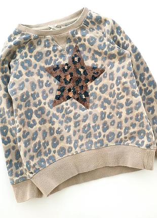 Стильный свитшот со звездой из пайеток леопардовый