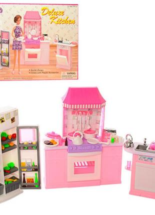 Кукольная мебель кухня для барби, холодильник, плита, духовка, посудка, продукты 9986  gloria