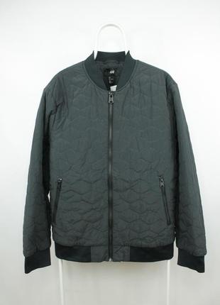 Стильна куртка бомбер h&m quilted bomber jacket dark gray4 фото