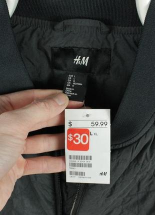 Стильная куртка бомбер h&amp;m quilted bomber jacket dark gray6 фото