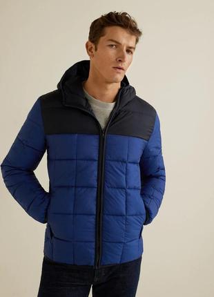Мужская демисезонная куртка с капюшоном синяя xl-xxl mango оригинал
