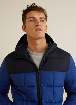 Мужская демисезонная куртка с капюшоном синяя xl-xxl mango оригинал4 фото
