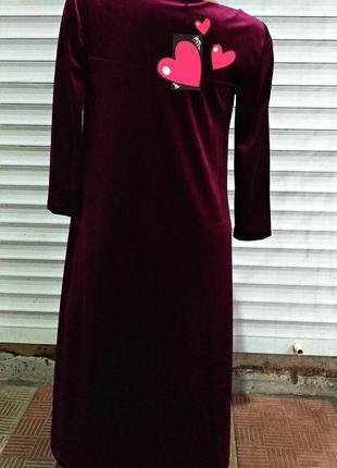 Красивое бордовое платье велюр4 фото