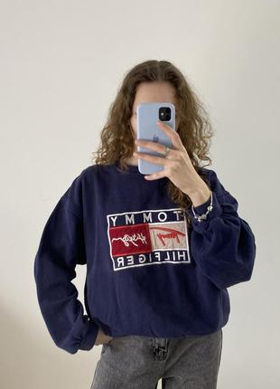 Темно-синій вінтажний світшот tommy hilfiger