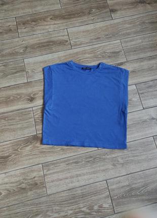 Футболка укорочена блакитного відтінку zara, бавовна, стан без нюансів
