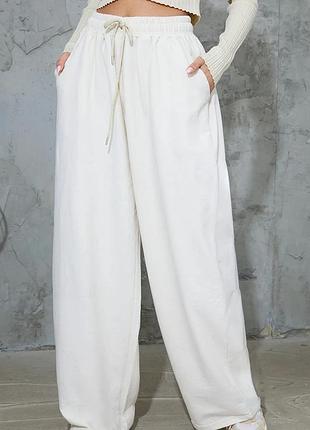 Штани жіночі широкі білі трикотаж