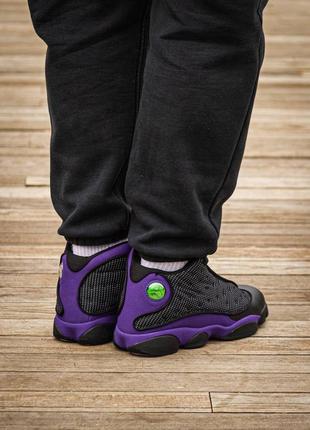 Мужские высокие кожаные кроссовки nike air jordan retro 13 black\purple#найк6 фото