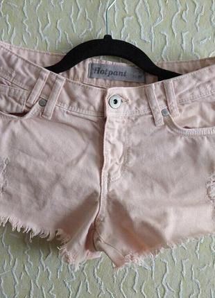 Персикові короткі шорти рванки, р.36, турція, new look