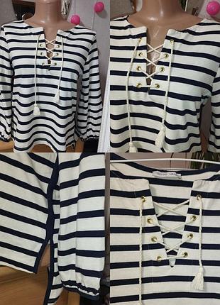 Кофта в полоску матроска zara светер