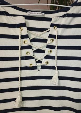 Кофта в полоску матроска zara светер 5