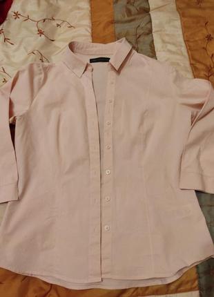 Блуза рубашка коттоновая нежно розовая1 фото