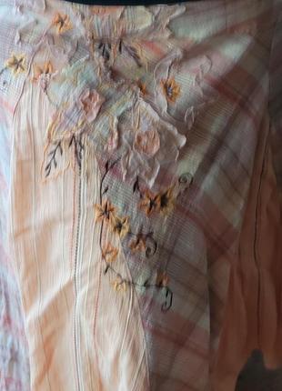 Красивая комбинированная брендовая юбка с вышивкой! батал!4 фото
