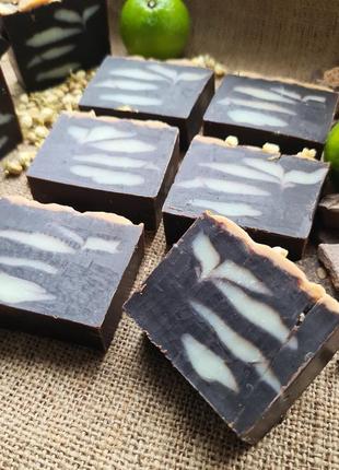 «noir» натуральное мыло, с нуля. кусочек ручная работа. шоколад, жасмин и лайм. мед.