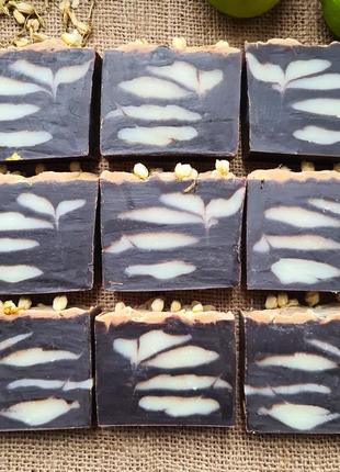 «noir» натуральное мыло, с нуля. кусочек ручная работа. шоколад, жасмин и лайм. мед.