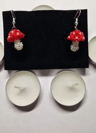 Серьги из бисера грибочки🍄