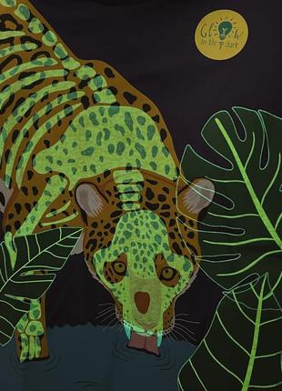 Стильная футболка летняя футболочка на мальчика с леопардом светящимся в темные 4 5 рочков 104 1103 фото