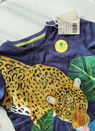 Стильная футболка летняя футболочка на мальчика с леопардом светящимся в темные 4 5 рочков 104 1104 фото