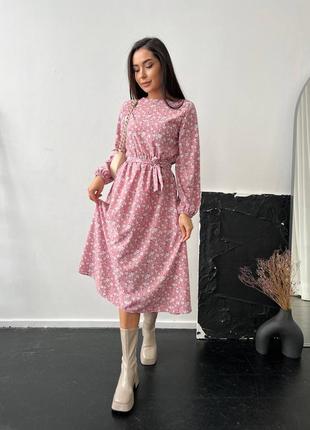 🟠 платье миди с цветочным принтом ткань софт принт3 фото