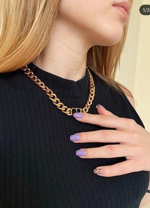 Подвеска диор / цепь на шею диор покрытие лимонным золотом