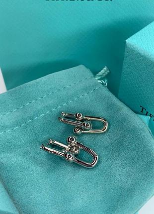 Брендовые серебристые серьги тиффани tiffany, родированое покрытие / упакованы в мешочек
