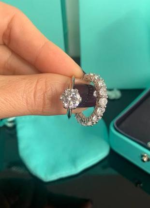 Тиффани кольцо двойное в серебре 925 пробы кубический цирконий
