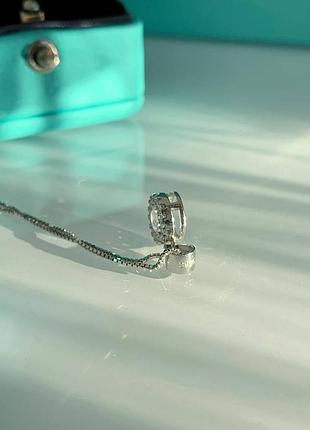 Tiffany подвеска цепочка, серебро 925, крупный цирконий и россыпь мелких / упакована в мешочек тиффа