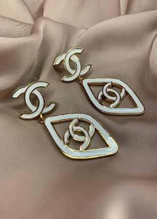Брендові сережки гвоздик із логотипом позолота цирконій ромб6 фото