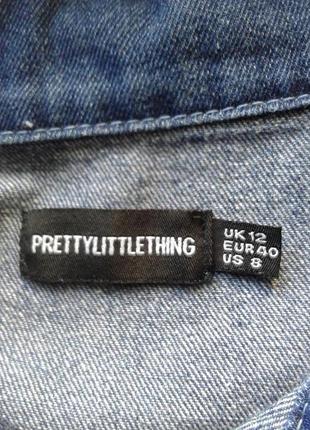 Брендовое джинсовое платье - рубашка на молнии мини prettylittiething 8